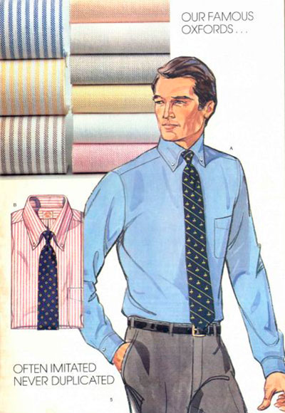 Реклама рубашек Brooks Brothers разных цветов