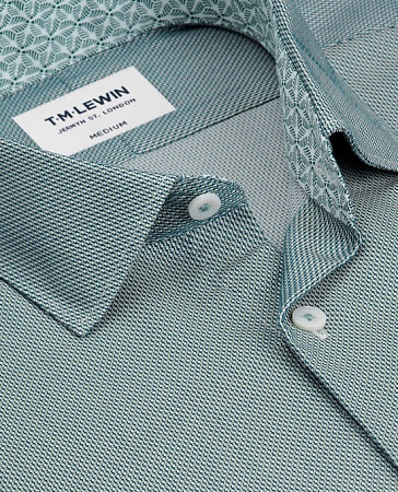картинка Micro Dogtooth Green Single Cuff Shirt от магазина  Fineshirt 