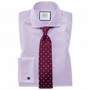 Картинка Super slim fit non-iron lilac puppytooth shirt