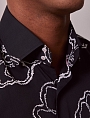 картинка Brandon Navy & White Floral Slim Diamond Weave Shirt - Mid-Collar от магазина  Fineshirt 
