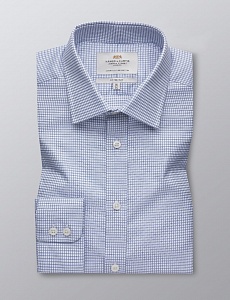Картинка Men's Formal Blue & White Small Check Fitted Slim Shirt