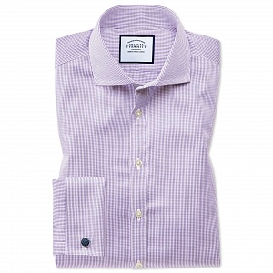 Картинка Super slim fit non-iron lilac puppytooth shirt