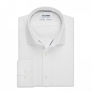 Картинка Jacquard Spot Slim Fit White Single Cuff Shirt