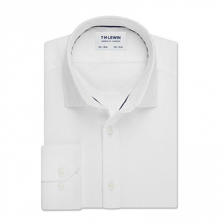 картинка Jacquard Spot Slim Fit White Single Cuff Shirt от магазина  Fineshirt 