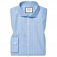 картинка Super slim fit cutaway non-iron Prince of Wales check sky blue shirt от магазина  Fineshirt 