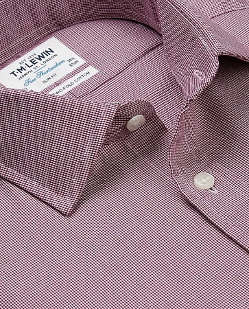 картинка Slim Fit Burgundy Micro Dogtooth Shirt – Button Cuff от магазина  Fineshirt 