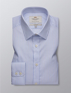 Картинка Men's Formal Blue & White Bi Colour Stripe Fitted Slim Shirt