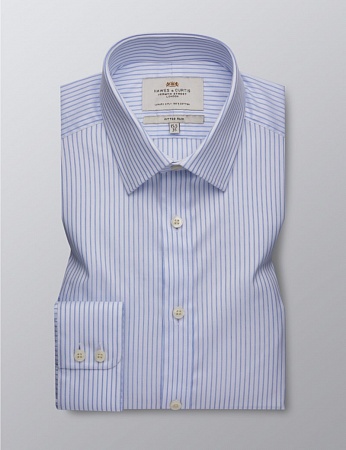 картинка Men's Formal Blue & White Bi Colour Stripe Fitted Slim Shirt от магазина  Fineshirt 