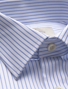 Картинка Men's Formal Blue & White Bi Colour Stripe Fitted Slim Shirt