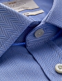 картинка Mens Formal Blue Herringbone Fitted Slim Shirt Double Cuff Easy Iron от магазина  Fineshirt 