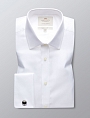 картинка Mens Formal White Herringbone Extra Slim Fit Shirt Double Cuff Easy Iron от магазина  Fineshirt 