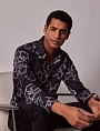 картинка Brandon Navy & White Floral Slim Diamond Weave Shirt - Mid-Collar от магазина  Fineshirt 