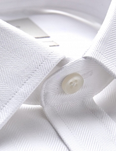 Картинка Mens Formal White Herringbone Extra Slim Fit Shirt Double Cuff Easy Iron