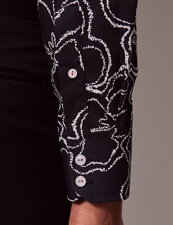 картинка Brandon Navy & White Floral Slim Diamond Weave Shirt - Mid-Collar от магазина  Fineshirt 