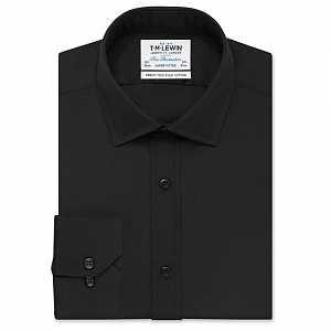 Картинка Black Poplin Super Fitted Button Cuff Shirt