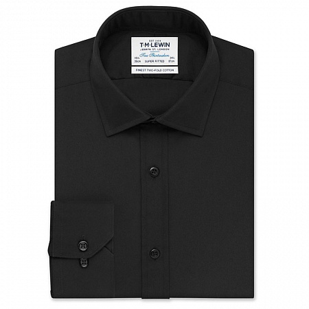картинка Black Poplin Super Fitted Button Cuff Shirt от магазина  Fineshirt 