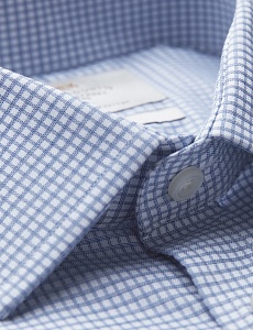 Картинка Men's Formal Blue & White Small Check Fitted Slim Shirt