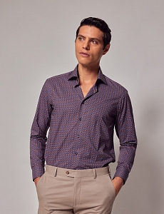Картинка Рубашка Piccadilly Burgundy & Blue Micro-Chain Slim Shirt
