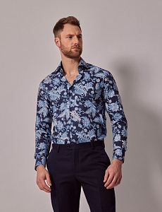 Картинка Рубашка Brandon Navy & Blue Modern Paisley Slim Shirt — Mid-Collar