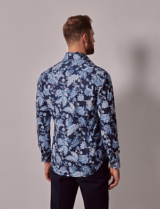 Картинка Рубашка Brandon Navy & Blue Modern Paisley Slim Shirt — Mid-Collar