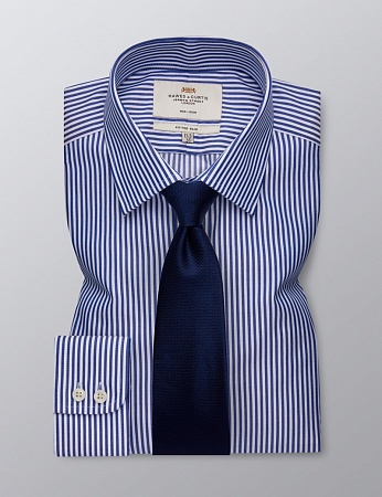 картинка Men's Formal Navy & White Bengal Stripe Fitted Slim Shirt от магазина  Fineshirt 