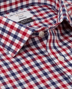 Картинка Non-Iron Fitted Navy Red Check Twill Shirt