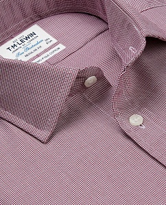 Картинка Regular Fit Burgundy Micro Dogtooth Shirt – Double Cuff