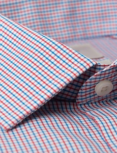 Картинка Men's Formal Red & Blue Check Slim Fit Shirt