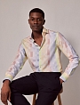 картинка Brandon Blue & Yellow Multi Check Slim Shirt-High Collar от магазина  Fineshirt 