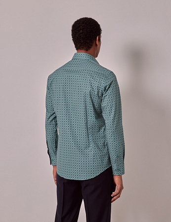 картинка Brandon Green & Cream Geometric Slim Shirt от магазина  Fineshirt 