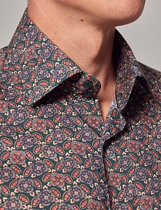 Картинка Рубашка Brandon Navy & Blue Modern Paisley Slim Shirt — Mid-Collar