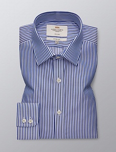 Картинка Men's Formal Navy & White Bengal Stripe Fitted Slim Shirt