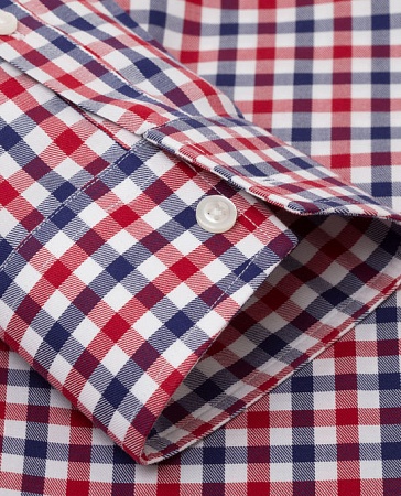 картинка Non-Iron Fitted Navy Red Check Twill Shirt от магазина  Fineshirt 