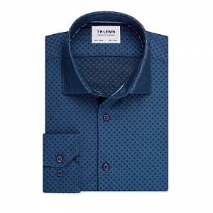 Картинка Jacquard Spot Slim Fit Navy Single Cuff Shirt
