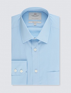 Картинка Men's Blue Poplin Extra Slim Fit Shirt with Pocket