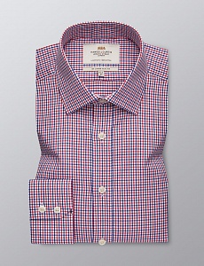 Картинка Men's Formal Red & Navy Multi Check Slim Fit Shirt