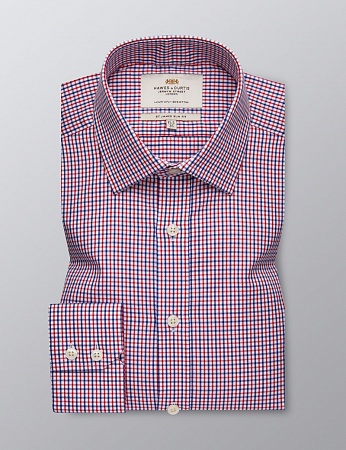 картинка Men's Formal Red & Navy Multi Check Slim Fit Shirt от магазина  Fineshirt 
