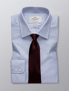 Картинка Men's Formal Blue & White Small Check Fitted Slim Shirt
