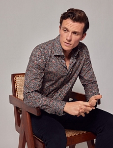 Картинка Рубашка Brandon Navy & Blue Modern Paisley Slim Shirt — Mid-Collar