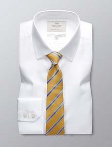 Картинка Mens Formal White Herringbone Slim Fit Shirt Single Cuff Easy Iron