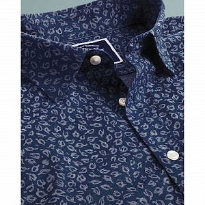 Картинка Classic fit leaf print blue chambray shirt