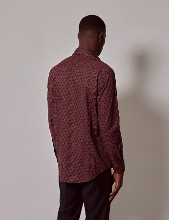 картинка Piccadilly Navy & Brown Geometric Chains Slim Shirt от магазина  Fineshirt 