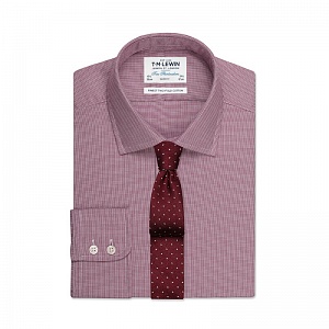 Картинка Slim Fit Burgundy Micro Dogtooth Shirt – Button Cuff