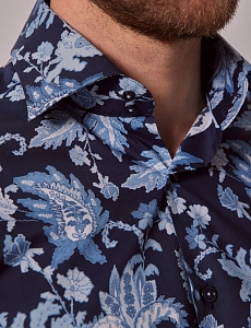 Картинка Рубашка Brandon Navy & Blue Modern Paisley Slim Shirt — Mid-Collar