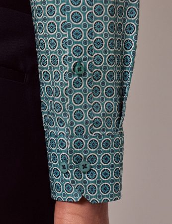 картинка Brandon Green & Cream Geometric Slim Shirt от магазина  Fineshirt 