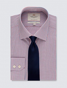 Картинка Men's Formal Red & Blue Check Slim Fit Shirt